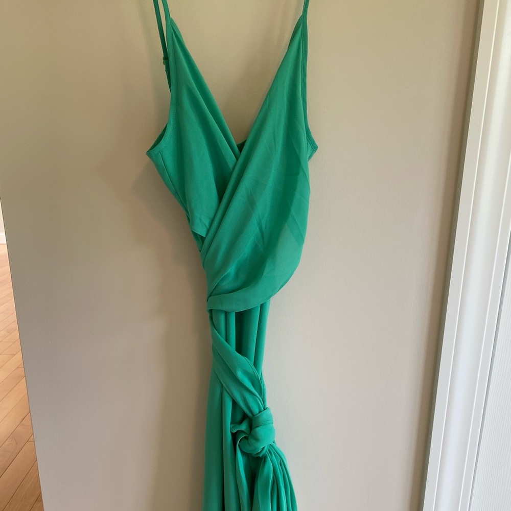 ASOS strappy wrap dress emerald green